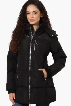 Canada Weather Gear 3/4 Length Vegan Leather Parka Jacket - Black