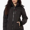 Canada Weather Gear 3/4 Length Vegan Leather Parka Jacket - Black