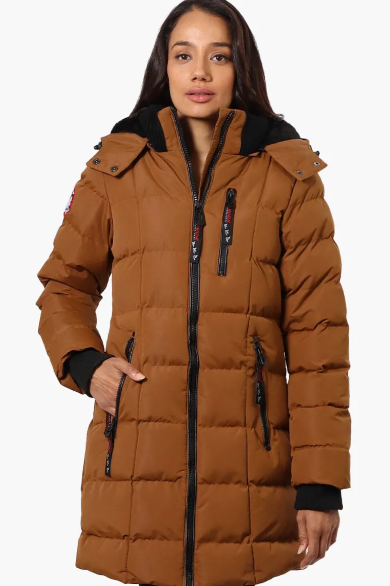 Canada Weather Gear 3/4 Length Bubble Parka Jacket - Brown