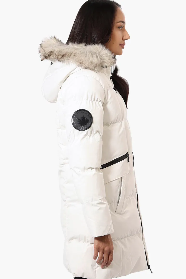 Canada Weather Gear 3/4 Length Puffer Parka Jacket - White