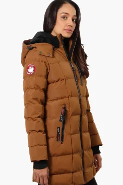 Canada Weather Gear 3/4 Length Bubble Parka Jacket - Brown