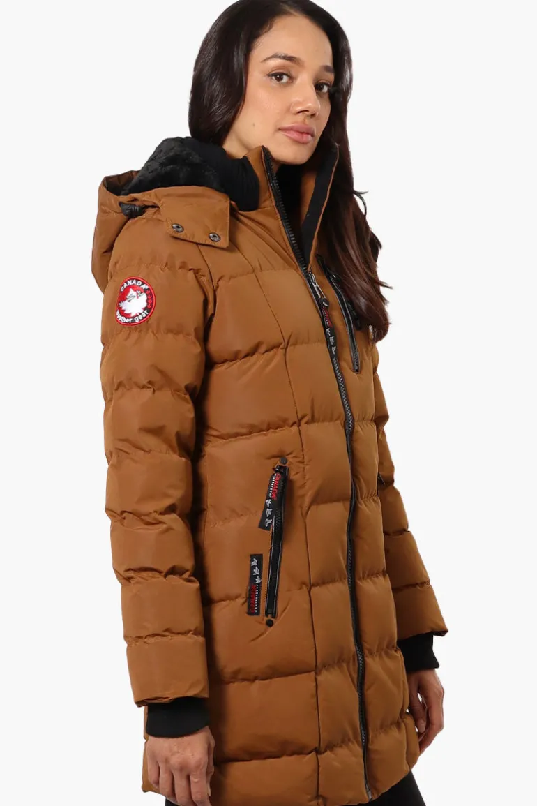 Canada Weather Gear 3/4 Length Bubble Parka Jacket - Brown
