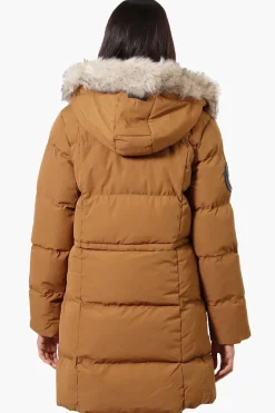 Canada Weather Gear 3/4 Length Puffer Parka Jacket - Camel