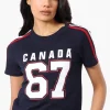 Canada Weather Gear 67 Print Stripe Detail Tee - Navy