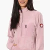 Canada Weather Gear 1/4 Zip Polar Fleece Pullover Sweater - Pink