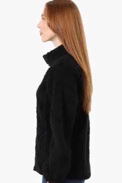 Canada Weather Gear 1/4 Zip Sherpa Pullover Sweater - Black