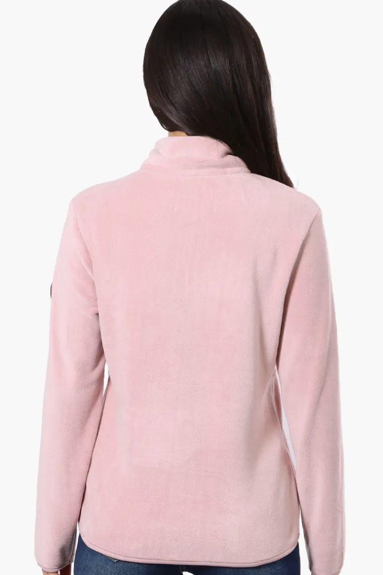 Canada Weather Gear 1/4 Zip Polar Fleece Pullover Sweater - Pink