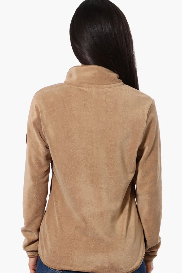 Canada Weather Gear 1/4 Zip Polar Fleece Pullover Sweater - Camel