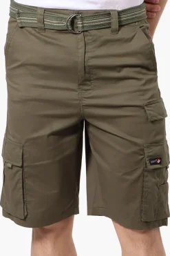 Canada Weather Gear Adventure Bound Belted Cargo Pocket Shorts - Olive