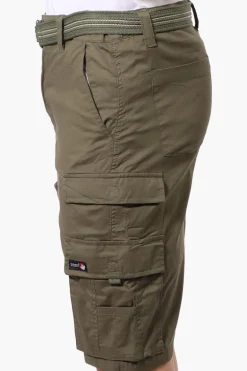 Canada Weather Gear Adventure Bound Belted Cargo Pocket Shorts - Olive