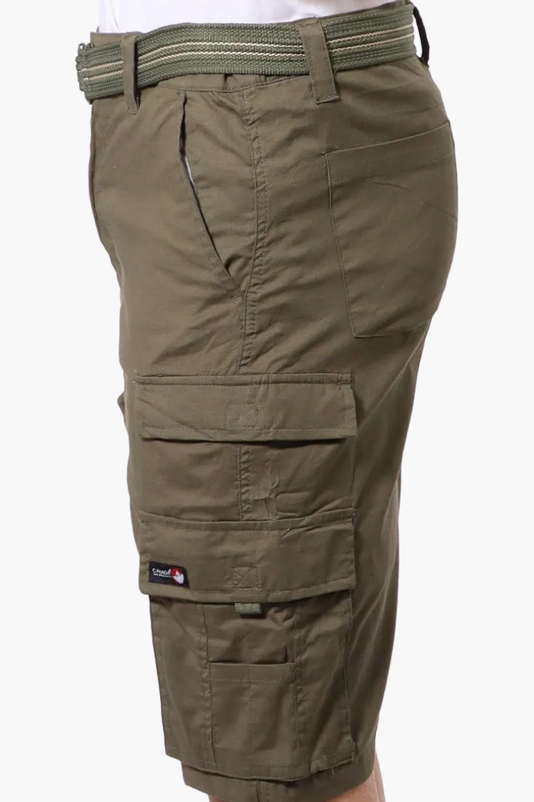 Canada Weather Gear Adventure Bound Belted Cargo Pocket Shorts - Olive