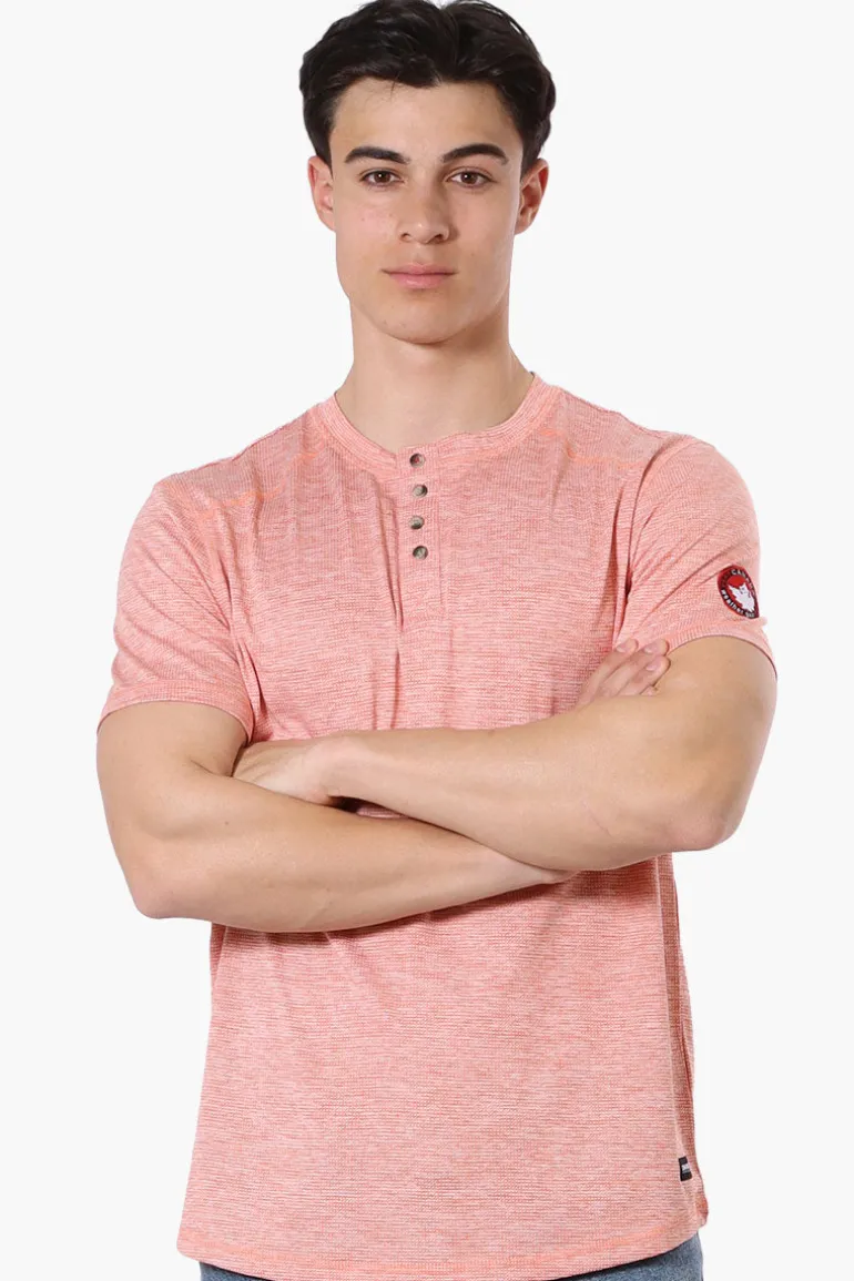 Canada Weather Gear Basic Henley Tee - Pink