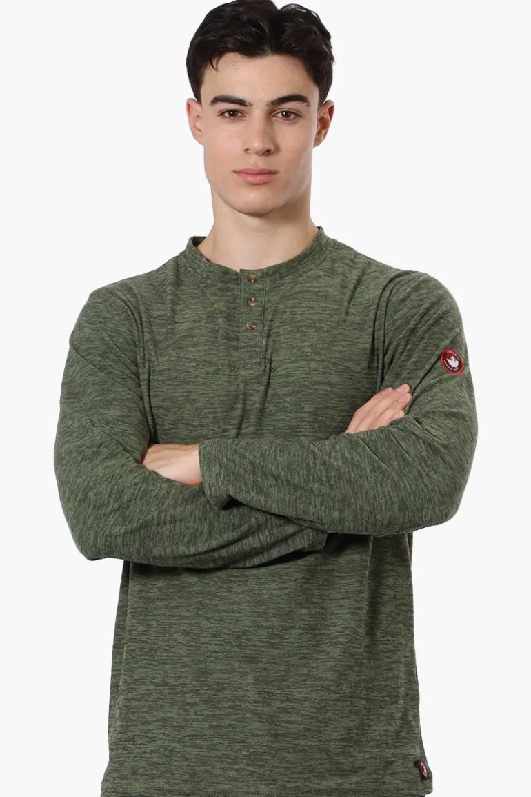 Canada Weather Gear Basic Henley Long Sleeve Top - Olive