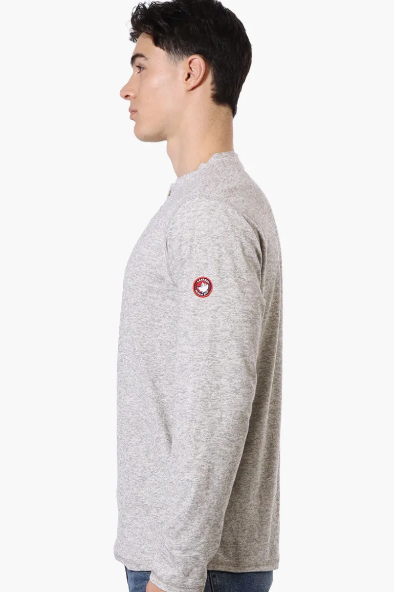 Canada Weather Gear Basic Henley Long Sleeve Top - Grey