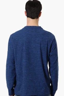 Canada Weather Gear Basic Henley Long Sleeve Top - Navy
