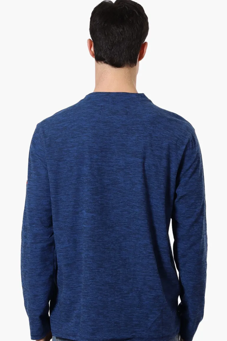 Canada Weather Gear Basic Henley Long Sleeve Top - Navy
