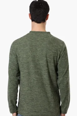 Canada Weather Gear Basic Henley Long Sleeve Top - Olive