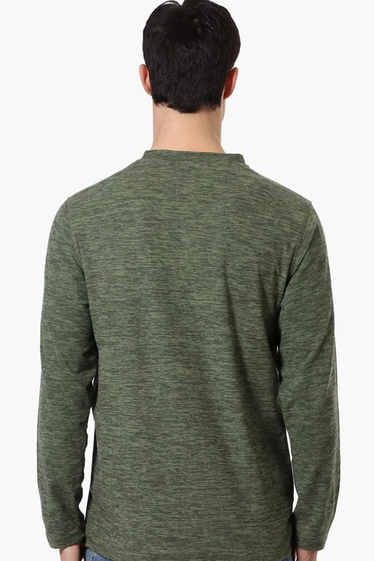 Canada Weather Gear Basic Henley Long Sleeve Top - Olive