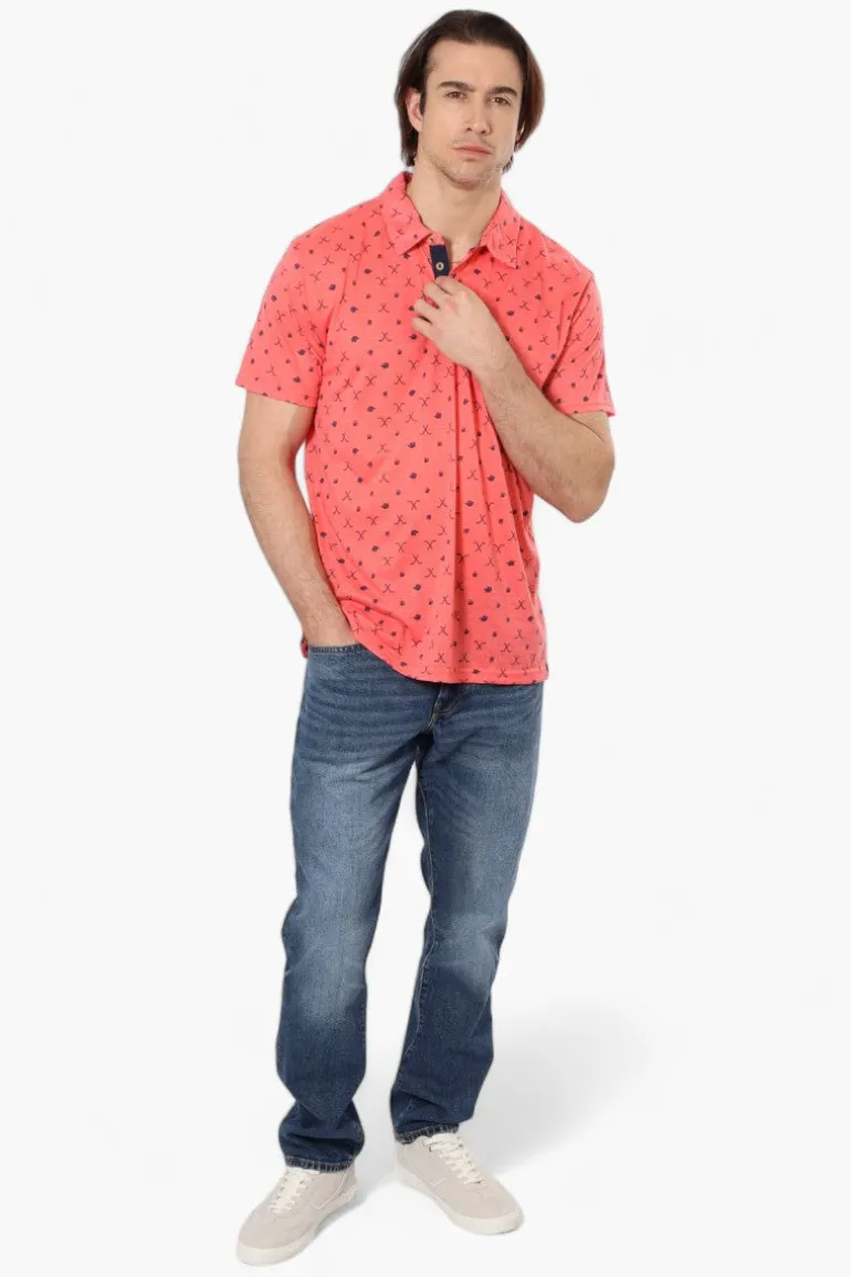 Canada Weather Gear Beer & Golf Pattern Polo Shirt - Pink