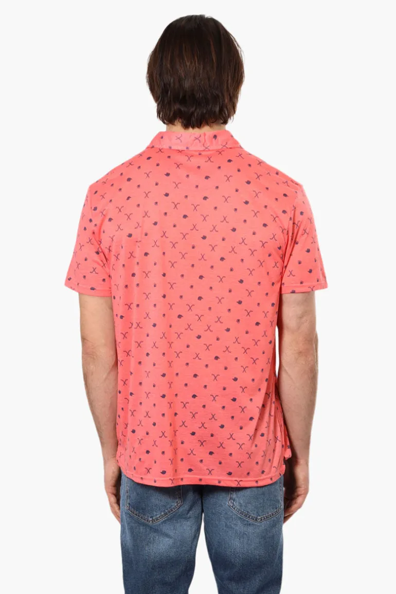Canada Weather Gear Beer & Golf Pattern Polo Shirt - Pink