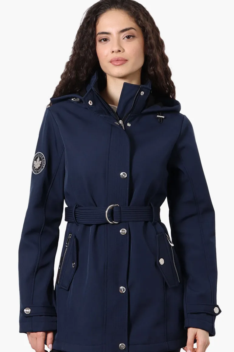 Canada Weather Gear Belted Soft Shell Lightweight Jacket - Navy