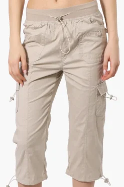Canada Weather Gear Bungee Waist Cargo Capris - Beige