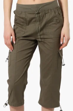 Canada Weather Gear Bungee Waist Cargo Capris - Olive
