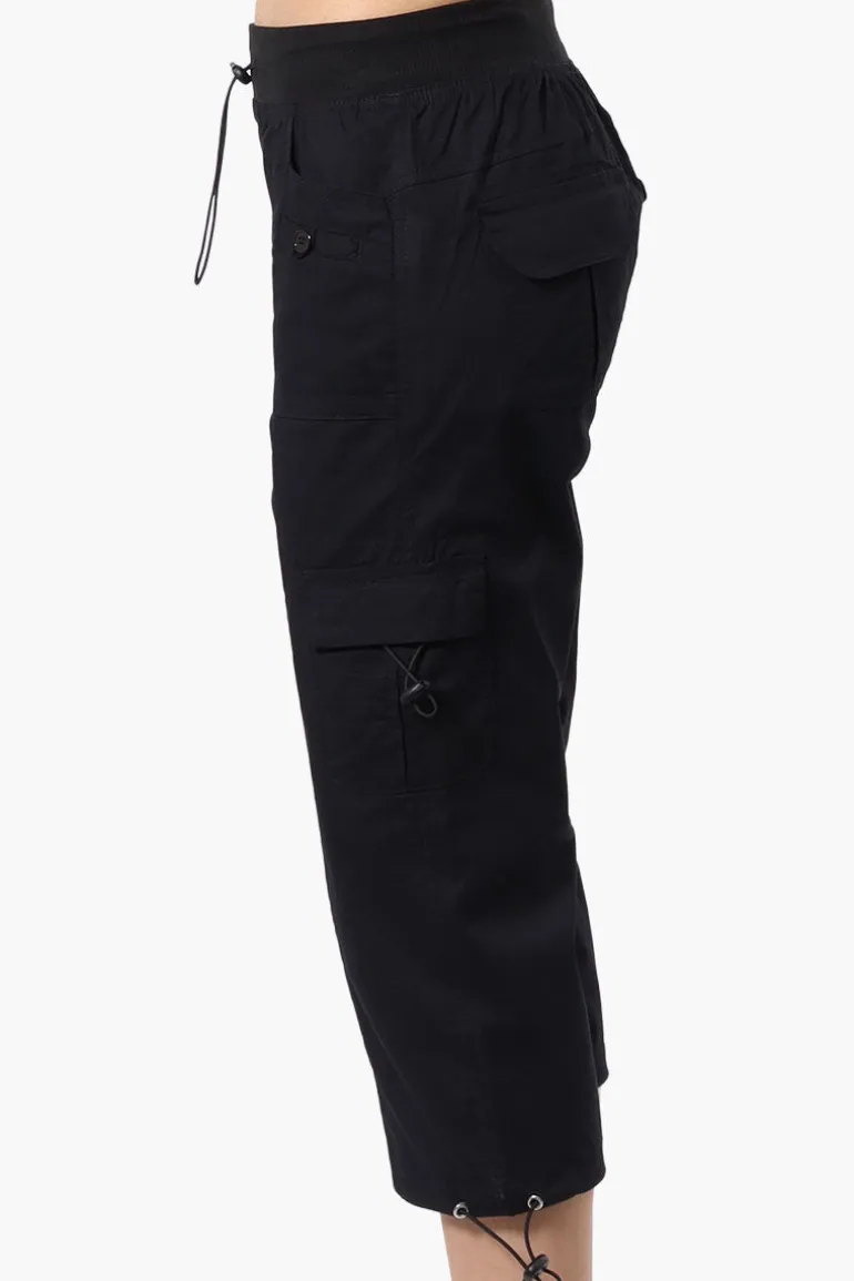 Canada Weather Gear Bungee Waist Cargo Capris - Black