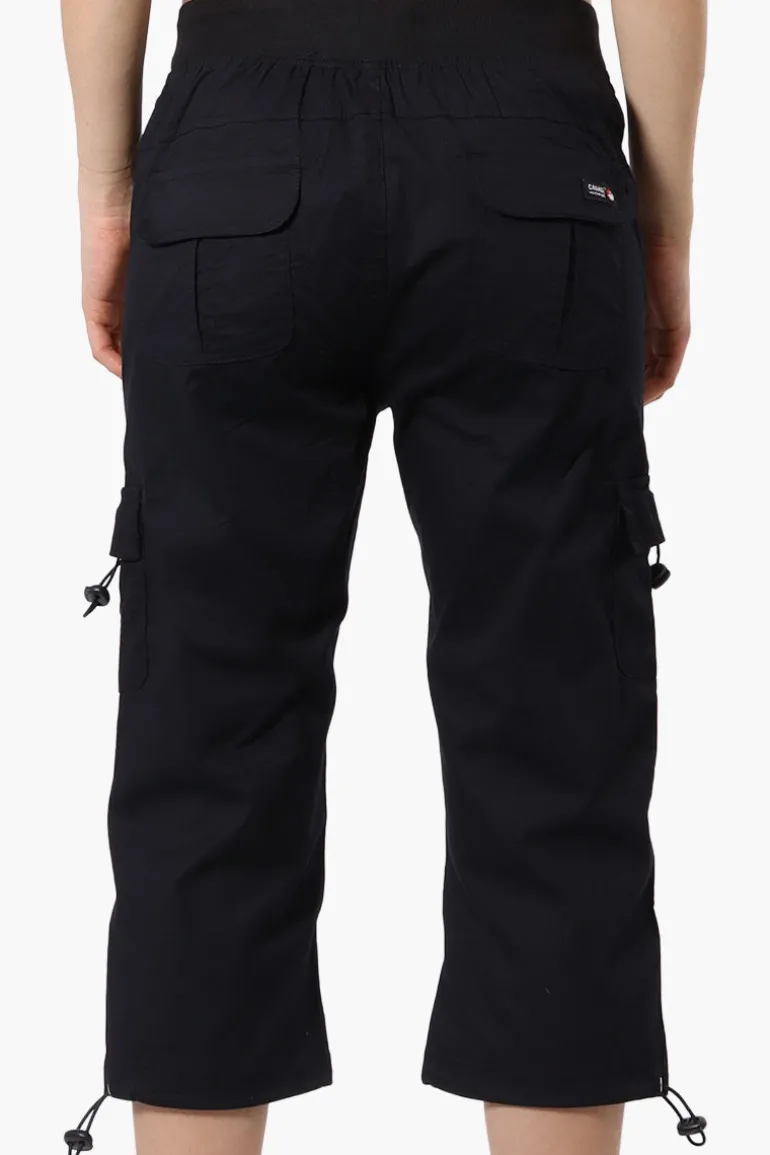 Canada Weather Gear Bungee Waist Cargo Capris - Black