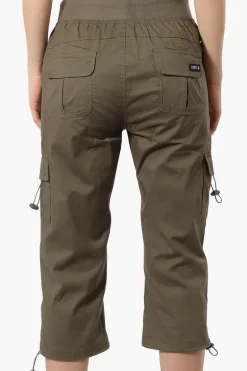 Canada Weather Gear Bungee Waist Cargo Capris - Olive