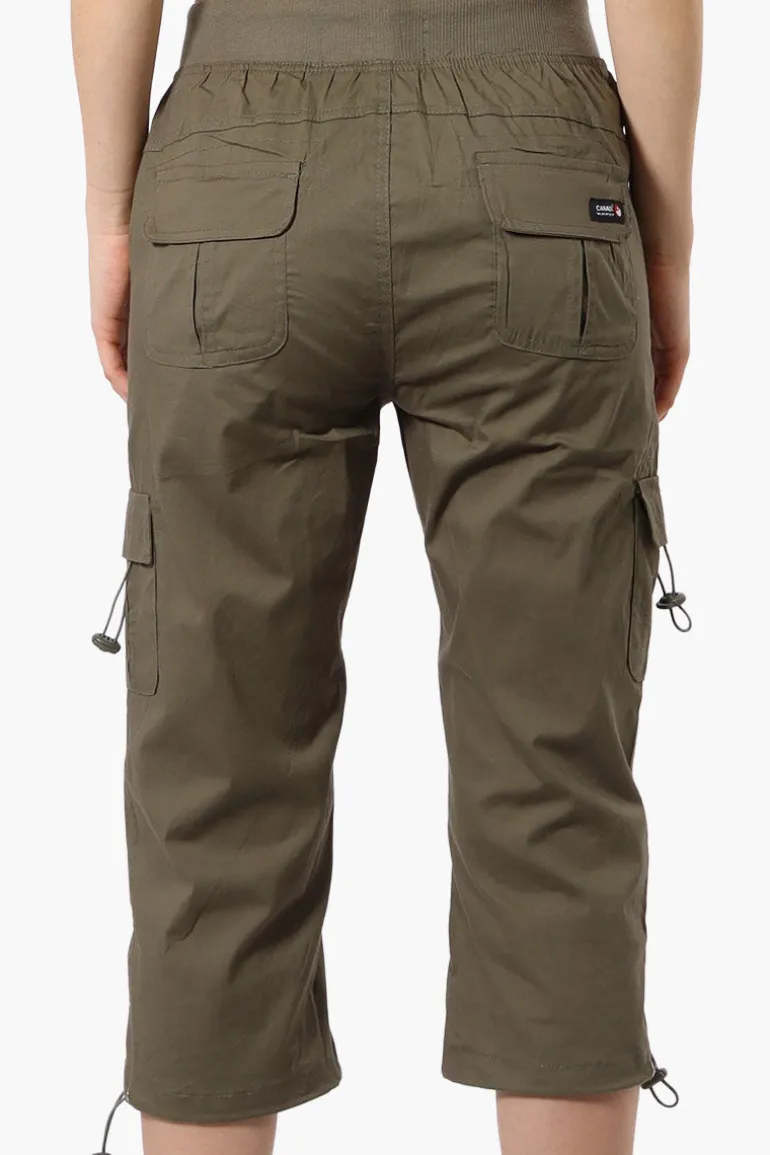 Canada Weather Gear Bungee Waist Cargo Capris - Olive