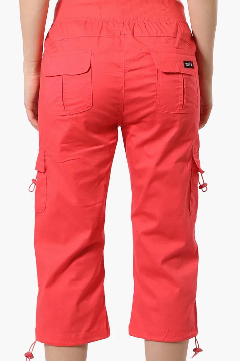 Canada Weather Gear Bungee Waist Cargo Capris - Coral