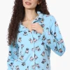 Canada Weather Gear Button Down Pug Pattern Pajama Top - Blue
