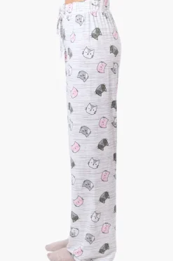 Canada Weather Gear Cat Pattern Wide Leg Pajama Pants - White