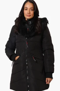 Canada Weather Gear Chevron Quilted Parka Jacket - Black