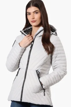 Canada Weather Gear Chevron Quilted Lightweight Jacket - Stone