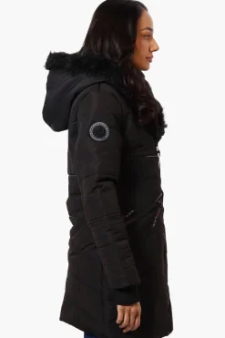 Canada Weather Gear Chevron Quilted Parka Jacket - Black