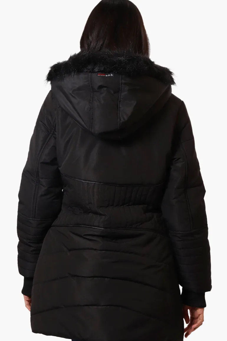 Canada Weather Gear Chevron Quilted Parka Jacket - Black