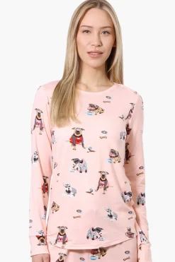 Canada Weather Gear Dog Pattern Pajama Top - Pink