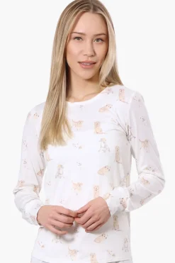 Canada Weather Gear Dog Pattern Pajama Top - White