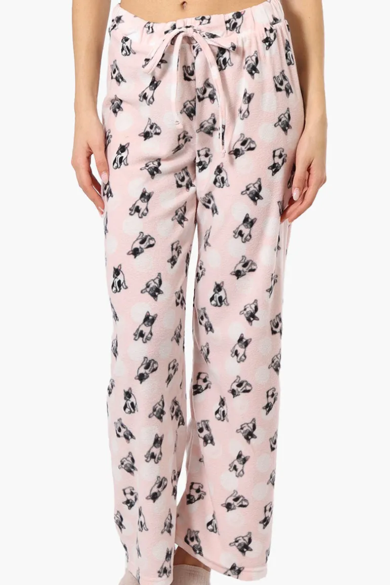 Canada Weather Gear Dog Pattern Wide Leg Pajama Pants - Pink