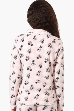 Canada Weather Gear Dog Pattern Button Down Pajama Top - Pink
