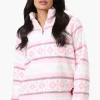 Canada Weather Gear Fair Isle Pattern 1/4 Zip Pullover Sweater - Pink