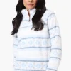 Canada Weather Gear Fair Isle Pattern 1/4 Zip Pullover Sweater - Blue