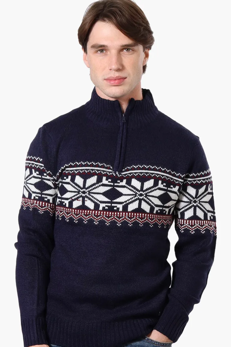 Canada Weather Gear Fair Isle Pattern Pullover Sweater - Navy
