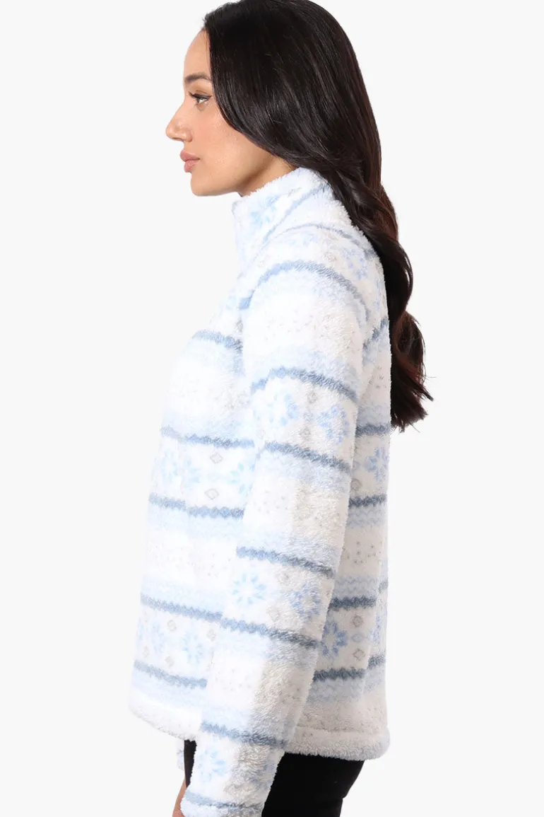 Canada Weather Gear Fair Isle Pattern 1/4 Zip Pullover Sweater - Blue