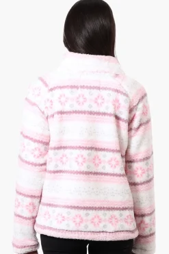 Canada Weather Gear Fair Isle Pattern 1/4 Zip Pullover Sweater - Pink