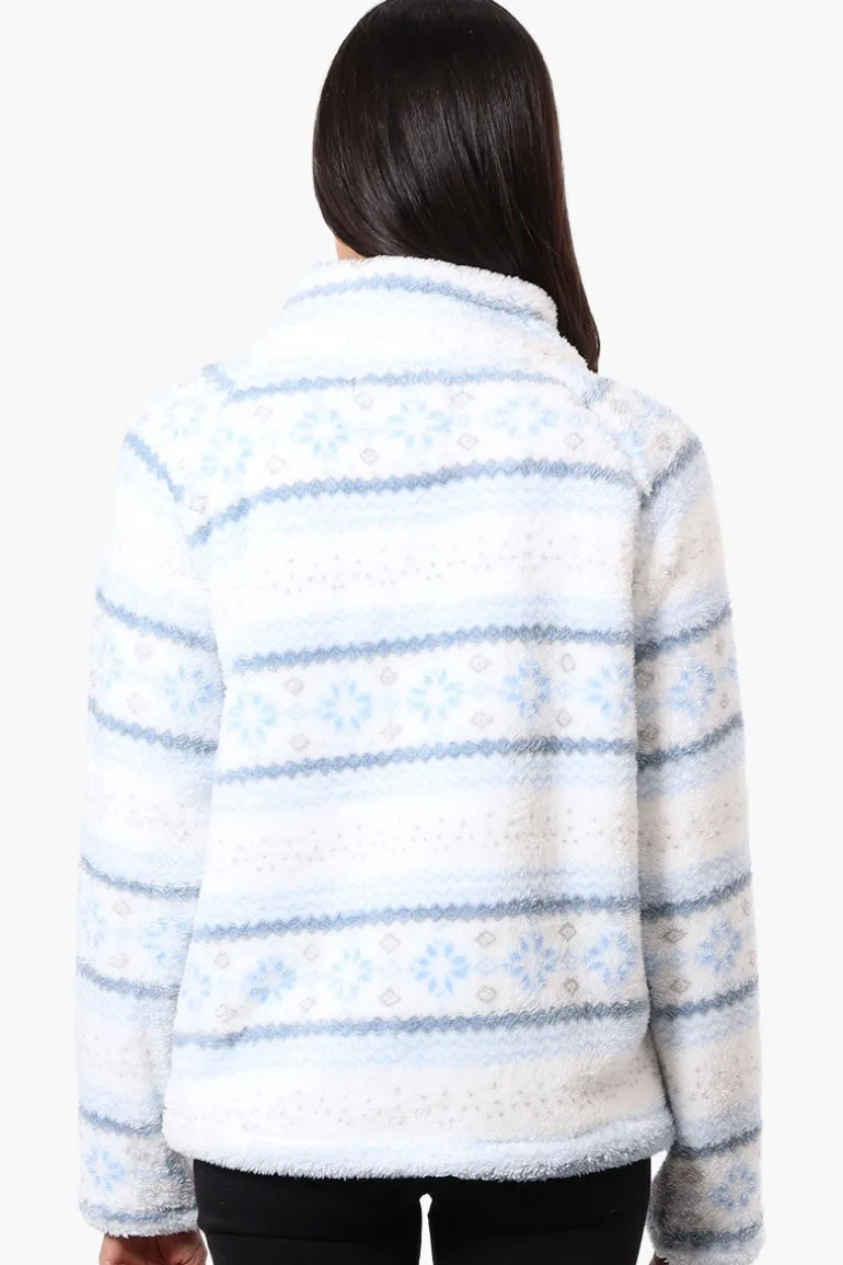 Canada Weather Gear Fair Isle Pattern 1/4 Zip Pullover Sweater - Blue