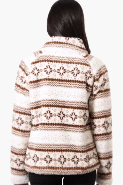 Canada Weather Gear Fair Isle Pattern 1/4 Zip Pullover Sweater - Brown