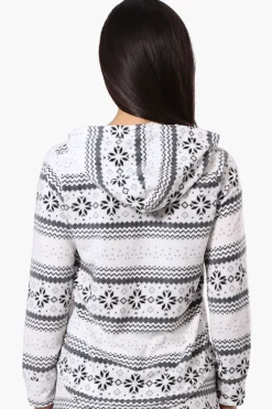 Canada Weather Gear Festive Pattern Hooded Pajama Top - White